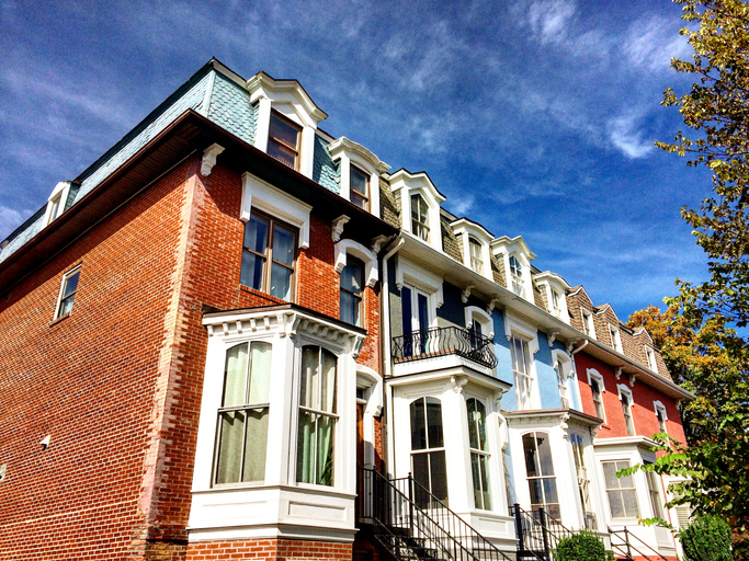 Colorful homes in Washington DC neighborhood